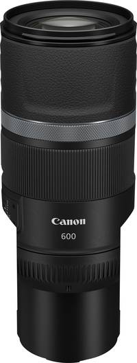Canon RF 600 mm f/11.0 IS STM in schwarz ausgefahren von schräg oben Canon RF 600 mm f/11.0 IS STM in schwarz ausgefahren von schräg oben