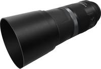 Canon RF 600 mm f/11.0 IS STM in schwarz mit Gegenlichtblende von schräg vorne links Canon RF 600 mm f/11.0 IS STM in schwarz mit Gegenlichtblende von schräg vorne links