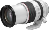 Canon RF 70-200 mm f/2.8 L IS USM in weiß ausgefahren mit Stativschelle von vorne links