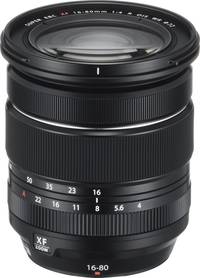 Fujifilm FUJINON XF 16-80 mm F4 R OIS WR in schwarz von schräg oben