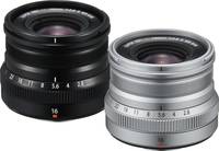 Fujifilm FUJINON XF 16 mm F2.8 R WR in schwarz und siber von schräg oben