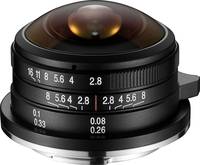 Laowa 4 mm F2.8 Fisheye in schwarz von schräg oben Laowa 4 mm F2.8 Fisheye in schwarz von schräg oben