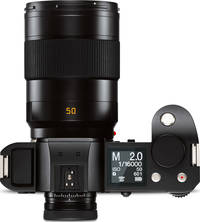 Leica APO-Summicron-SL 1:2/50 mm Asph. in schwarz an Leica SL von oben