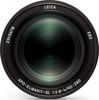 Leica APO-Vario-Elmarit-SL 1:2.8-4/90-280 mm Vorderansicht Leica APO-Vario-Elmarit-SL 1:2.8-4/90-280 mm Vorderansicht