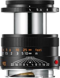 Leica Macro-Elmar-M 1:4/90 mm in schwarz ausgefahren von oben Leica Macro-Elmar-M 1:4/90 mm in schwarz ausgefahren von oben