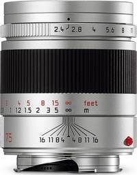 Leica Summarit-M 1:2.4/75 mm in silber von oben Leica Summarit-M 1:2.4/75 mm in silber von oben