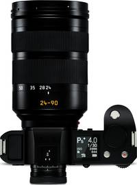 Leica Vario-Elmarit-SL 1:2.8-4/24-90 mm Asph. in schwarz an Leica SL von oben