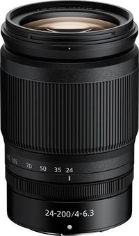 Nikon NIKKOR Z 24-200 mm 1:4-6.3 VR in schwarz von schräg oben
