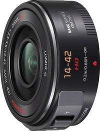 Panasonic Lumix G X Vario PZ 14-42 mm F3.5-5.6 Asph. (H-PS14042E) in schwarz von vorne links