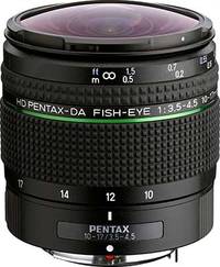 Pentax HD DA 10-17 mm 1:3.5-4.5 ED Fish-Eye in schwarz von schräg oben
