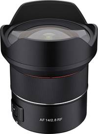 Samyang AF 14 mm F2.8 in schwarz von schräg oben Samyang AF 14 mm F2.8 in schwarz von schräg oben