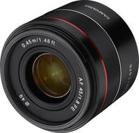 Samyang AF 45 mm F1.8 in schwarz von vorne links
