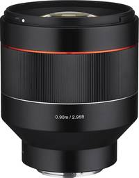 Samyang AF 85 mm F1.4 in schwarz von schräg oben Samyang AF 85 mm F1.4 in schwarz von schräg oben