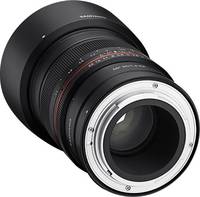 Samyang MF 85 mm F1.4 in schwarz von hinten links