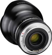 Samyang Premium MF XP 14 mm F2.4 in schwarz von hinten links