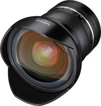 Samyang Premium MF XP 14 mm F2.4 in schwarz von vorne links