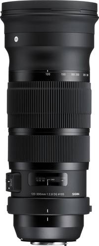 Sigma 120-300 mm F2.8 DG OS HSM Sports in schwarz von oben Sigma 120-300 mm F2.8 DG OS HSM Sports in schwarz von oben