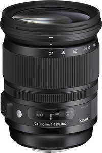 Sigma 24-105 mm F4 DG OS HSM Art in schwarz von schräg oben