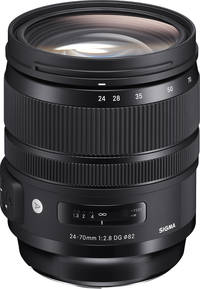 Sigma 24-70 mm F2.8 DG OS HSM Art in schwarz von schräg oben