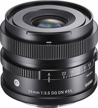 Sigma 24 mm F3.5 DG DN Contemporary in schwarz von schräg oben