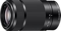 Sony E 55-210 mm F4.5-6.3 OSS (SEL55210) in schwarz von vorne links Sony E 55-210 mm F4.5-6.3 OSS (SEL55210) in schwarz von vorne links