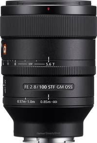 Sony FE 100 mm F2.8 STF GM OSS (SEL100F28GM) in schwarz von oben Sony FE 100 mm F2.8 STF GM OSS (SEL100F28GM) in schwarz von oben