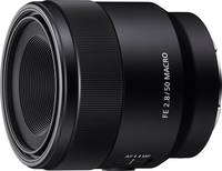 Sony FE 50 mm F2.8 Macro (SEL50M28) in schwarz von vorne links