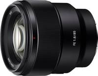 Sony FE 85 mm F1.8 (SEL85F18) in schwarz von vorne links Sony FE 85 mm F1.8 (SEL85F18) in schwarz von vorne links