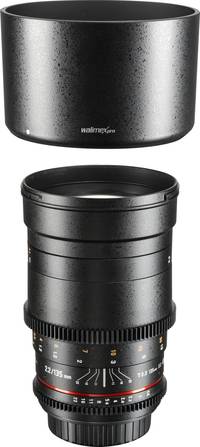 Walimex pro 135/2.2 VDSLR in schwarz mit Gegenlichtblende von oben Walimex pro 135/2.2 VDSLR in schwarz mit Gegenlichtblende von oben