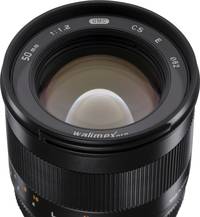 Walimex pro 50/1.2 CSC in schwarz von vorne oben