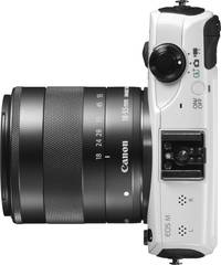 Canon EOS M in weiß mit EF M 18-55 von oben Canon EOS M in weiß mit EF M 18-55 von oben