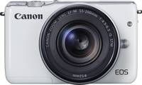 Canon EOS M10 in weiß mit EF M55-200STM von vorne Canon EOS M10 in weiß mit EF M55-200STM von vorne