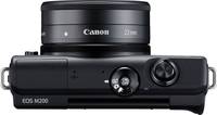 Canon EOS M200 in schwarz mit EF M 22mm STM von oben Canon EOS M200 in schwarz mit EF M 22mm STM von oben