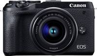 Canon EOS M6 Mark II in schwarz mit EF M 15-45mm von vorne