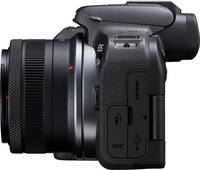 Canon EOS R10 in schwarz mit RF S18-45 F45-63 von links Canon EOS R10 in schwarz mit RF S18-45 F45-63 von links