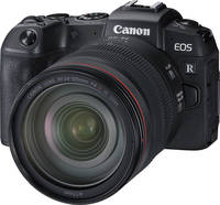 Canon EOS RP in schwarz mit RF24-105mm von vorne links Canon EOS RP in schwarz mit RF24-105mm von vorne links