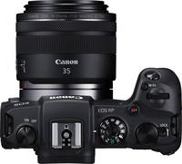 Canon EOS RP in schwarz mit RF35mm von oben Canon EOS RP in schwarz mit RF35mm von oben