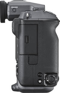 Fujifilm GFX100 in schwarz mit EFV von rechts Fujifilm GFX100 in schwarz mit EFV von rechts