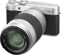 Fujifilm X-A10 in silber mit XC50-230 von vorne links Fujifilm X-A10 in silber mit XC50-230 von vorne links