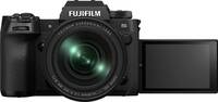 Fujifilm X-H2S in schwarz mit Fujinon XF16-80mm F4 R OIS WR und Schwenkdisplay von vorne