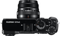 Fujifilm X-Pro2 in schwarz mit XF35 von oben Fujifilm X-Pro2 in schwarz mit XF35 von oben