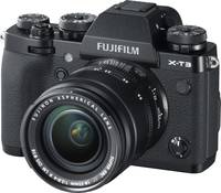 Fujifilm X-T3 in schwarz mit XF18-55 von vorne links