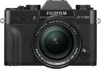 Fujifilm X-T30 in schwarz mit XF18-55mm von vorne