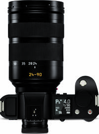 Leica SL (Typ 601) in schwarz mit Vario Elmarit SL 24-90 mm von oben Leica SL (Typ 601) in schwarz mit Vario Elmarit SL 24-90 mm von oben