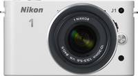 Nikon 1 J1 in weiß mit Nikkor 10-30 von vorne