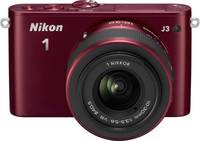 Nikon 1 J3 in rot mit Nikkor 10-30 von vorne oben Nikon 1 J3 in rot mit Nikkor 10-30 von vorne oben