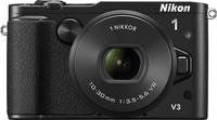Nikon 1 V3 in schwarz mit Nikkor 10-30 von vorne