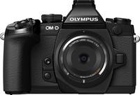 OM System OM-D E-M1 in schwarz mit 15mm von vorne