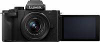 Panasonic Lumix DC-G100D in schwarz mit G Vario 32-32mm f35-56 und Schwenkdisplay von vorne Panasonic Lumix DC-G100D in schwarz mit G Vario 32-32mm f35-56 und Schwenkdisplay von vorne