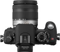 Panasonic Lumix DMC-G10 in schwarz mit G Vario 14-42 mm von oben